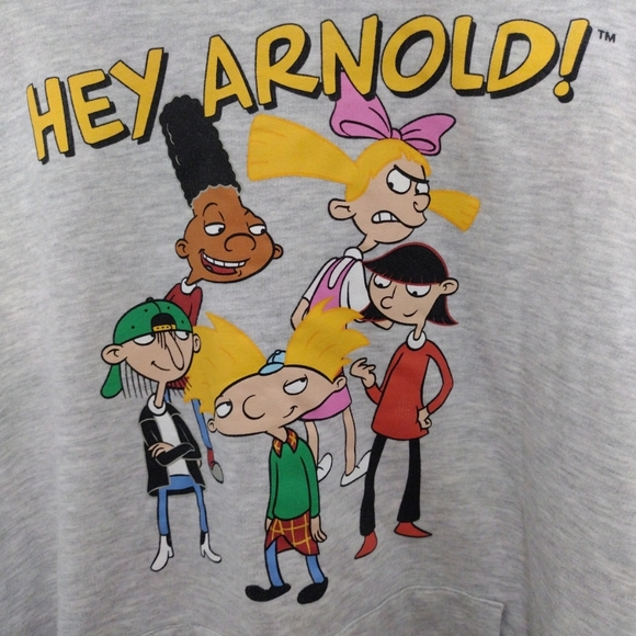 🔥🔥🔥Nickelodeon Hey Arnold Graphic Print Hoodie Unisex XXL Heather Gray - Picture 2 of 5